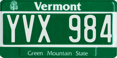 VT license plate YVX984
