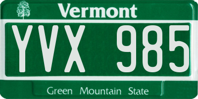 VT license plate YVX985