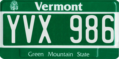 VT license plate YVX986