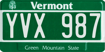 VT license plate YVX987