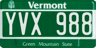 VT license plate YVX988