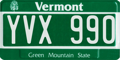 VT license plate YVX990