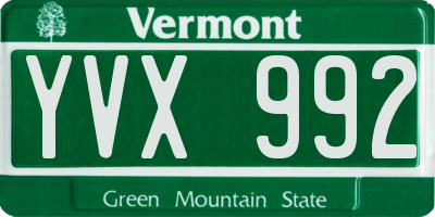 VT license plate YVX992