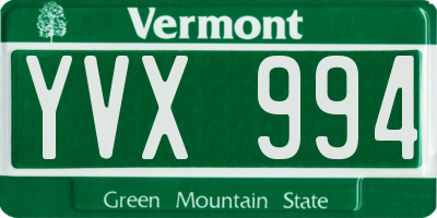 VT license plate YVX994