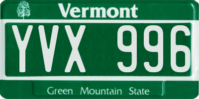 VT license plate YVX996