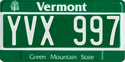 VT license plate YVX997