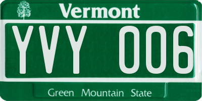 VT license plate YVY006