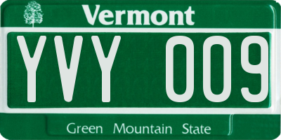 VT license plate YVY009