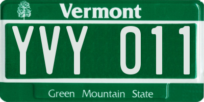 VT license plate YVY011
