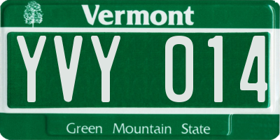 VT license plate YVY014