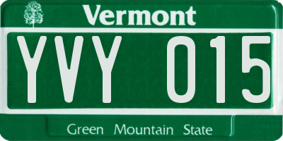 VT license plate YVY015