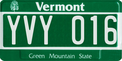 VT license plate YVY016