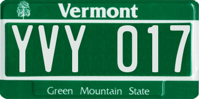 VT license plate YVY017