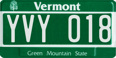 VT license plate YVY018
