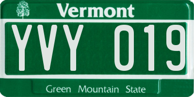 VT license plate YVY019