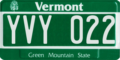 VT license plate YVY022