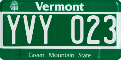 VT license plate YVY023