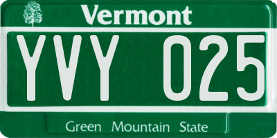 VT license plate YVY025