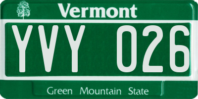VT license plate YVY026