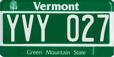 VT license plate YVY027
