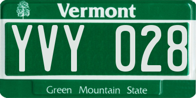 VT license plate YVY028