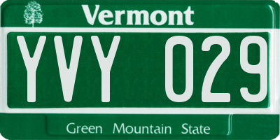 VT license plate YVY029