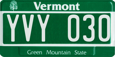VT license plate YVY030