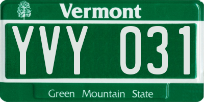 VT license plate YVY031