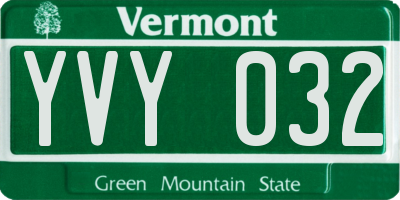 VT license plate YVY032