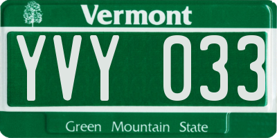 VT license plate YVY033