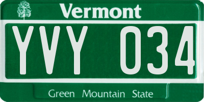VT license plate YVY034