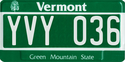 VT license plate YVY036