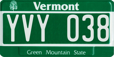 VT license plate YVY038