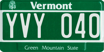 VT license plate YVY040