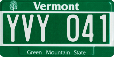 VT license plate YVY041