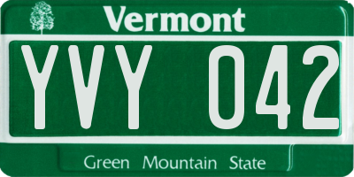 VT license plate YVY042