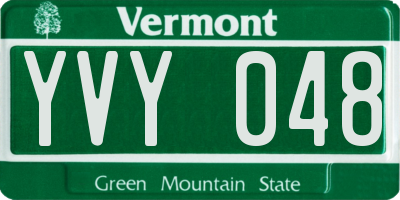 VT license plate YVY048