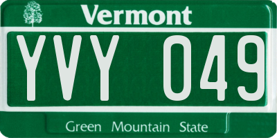 VT license plate YVY049