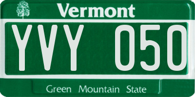 VT license plate YVY050