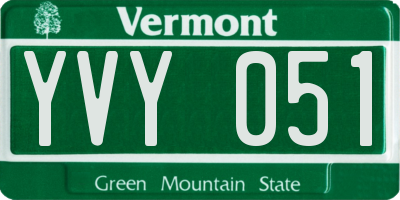 VT license plate YVY051