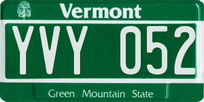 VT license plate YVY052