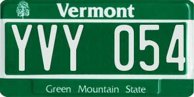 VT license plate YVY054