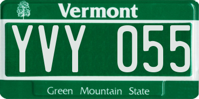 VT license plate YVY055