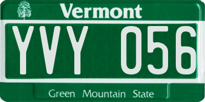 VT license plate YVY056