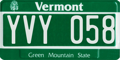 VT license plate YVY058