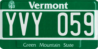 VT license plate YVY059
