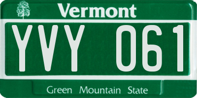 VT license plate YVY061