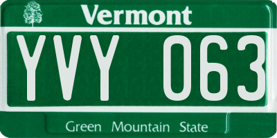 VT license plate YVY063