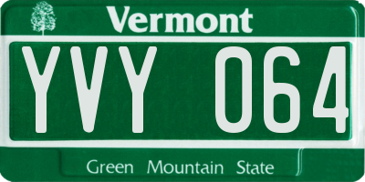 VT license plate YVY064