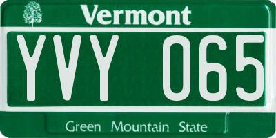VT license plate YVY065
